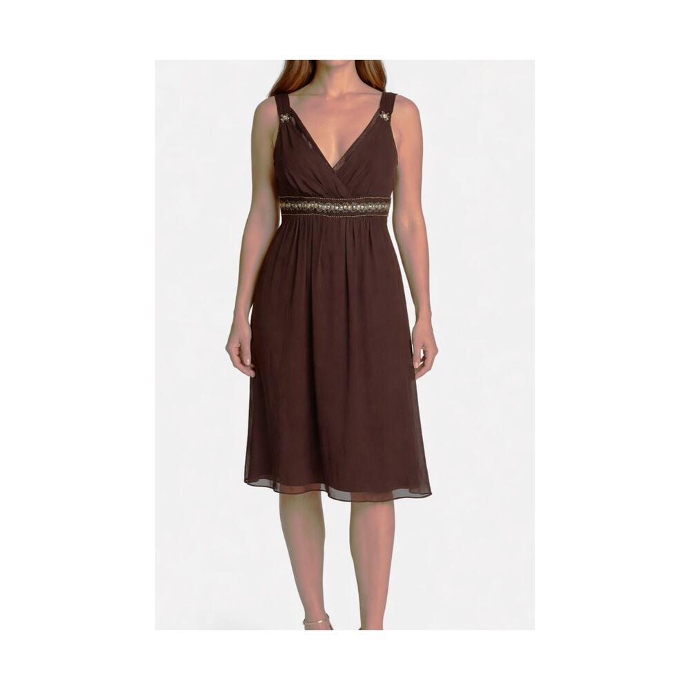 Metaphor Womens Dress Size 12 Tag 14 Brown Formal Cocktail Sleeveless Vintage